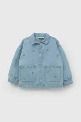 Chaqueta Jeans Bordada Flores De Niña CQME0440V26