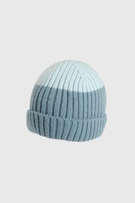 Gorro Tejido con Forro Bicolor Azul