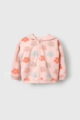 Polerón rosa con flores para niña, suave y cómodo