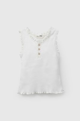 Polera Blanca Rib De Niña POPU1209V26
