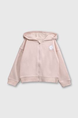 Polerón Beige con Gorro Forrado de Jersey y Cierre para Niña