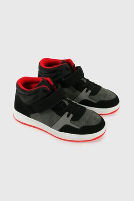 Zapatilla Lifestyle de Niño Negro Caña Media con Velcro y Cordón