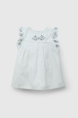 Vestido Blanco Bordado Flores De Niña VEVL1809V26