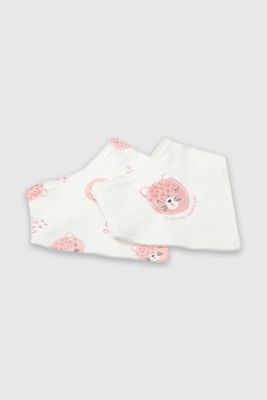 Pack de Dos Baberos Blanco Print Leopardo Bebé