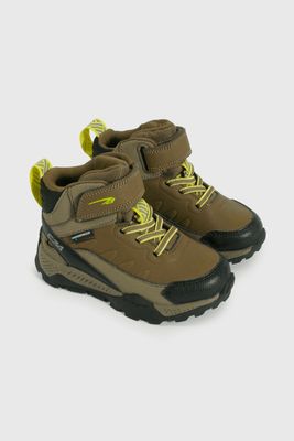 Botín Outdoor Caminante de Niño Verde Caña Alta Velcro y Cordón