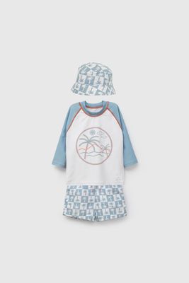 Conjunto Traje de Baño y Sombrero Palmeras de Niño COLY3350V26
