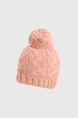 Gorro Trenzado con Forro Rosado