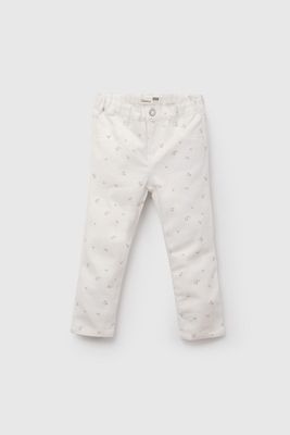 Pantalón Blanco Flores De Niña PTGB1278V26