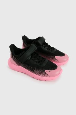 Zapatilla Sport de Niña Negro Caña Baja con Velcro y Cordón