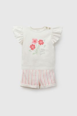 Conjunto Polera y Short Flores Rosadas de Niña COJE3075V26