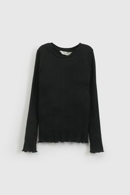 Polera Negra Rib Básica De Niña POPU0601V26