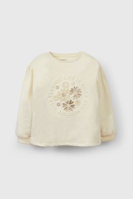 Polerón Crema Flores