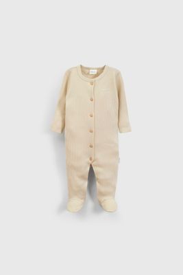 Imagen 1 del producto Conjunto de Algodón Beige con botón para bebé Unisex Estampa de Osito