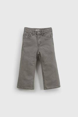 Jeans Culotte Con Efecto Brillos Plateados