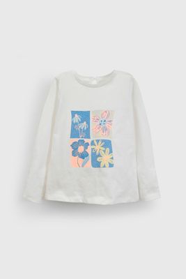 Polera Blanca Flores