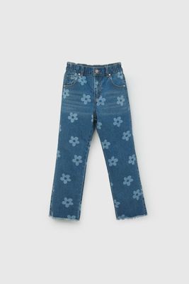 Jeans Recto Estampado Flores De Niña JEME0651V26