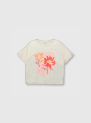 Polera De Niña Flores Beige (2 A 12 Años) Colloky