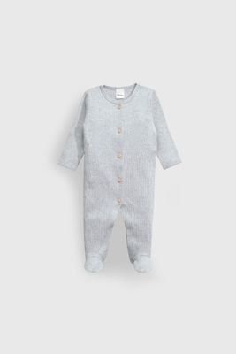 Conjunto de Algodón Gris con botón para bebé Unisex Estampa de Osito