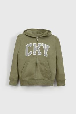 Polerón Verde de polycotton con Cierre y Gorro para niño 6710