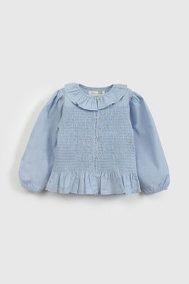 Blusa Celeste Recogido De Niña BLVL1640V26