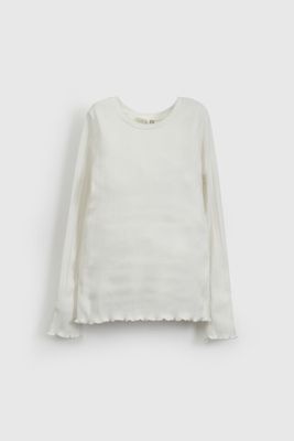 Polera Blanca Rib Básica De Niña POPU0609V26