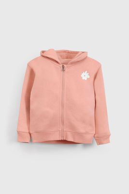 Polerón Rosado con Gorro Forrado de Jersey y Cierre para Niña