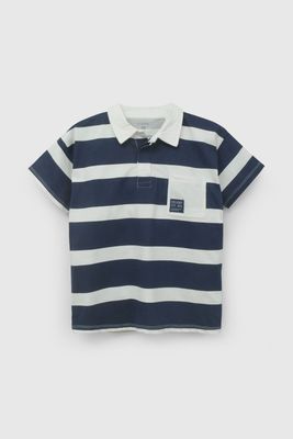 Polera Azul Con Cuello Rayas De Niño POJE3557V26