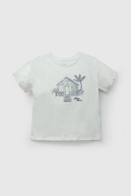 Imagen 1 del producto Polera Blanca Casa Hawai Bordada De Niña POJE2009V26