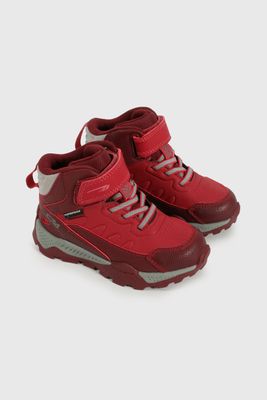 Botín Outdoor Caminante Caña Alta de Niña Rojo Velcro y Cordón