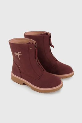 Bootie de Niña Rojo Caña media con Cierre