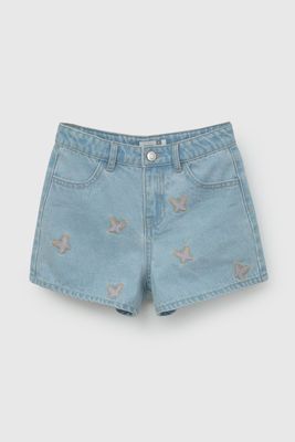 Short Flores Celeste Bordado De Niña SHME0240V26