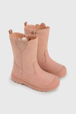 Bota Caminante de Niña Rosado Caña Alta con Cierre