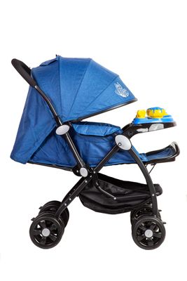 Imagen 2 del producto coche cuna con cambio de manillar con juguete musical  azul