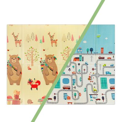 Alfombra Antigolpes Plegable 180X200 Oso y Ciudad Bebesit