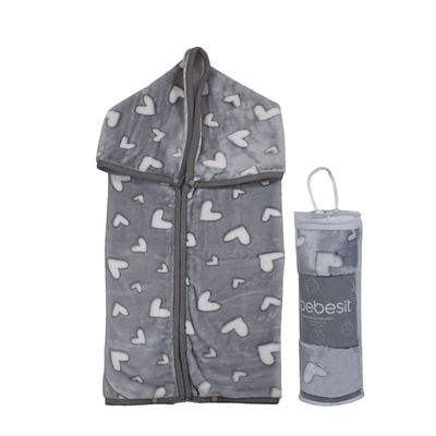 Imagen 2 del producto Saco con Broche Ultra Soft Corazones 80x110cm Gris Bebesit