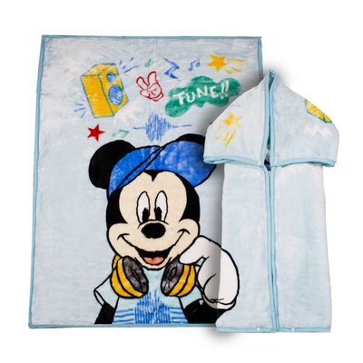 Saco con Broche Ultra Soft Mickey Music 80x110cm Celeste