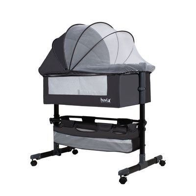 Cuna Colecho Cozy con Colchón Mosquitero Canasto Negro Huvi