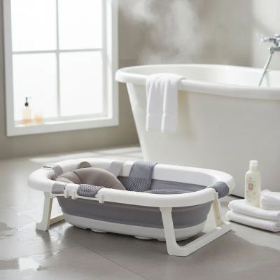 Imagen 2 del producto Bañera Plegable Bebe con Cojin Almohada y reductor Gris