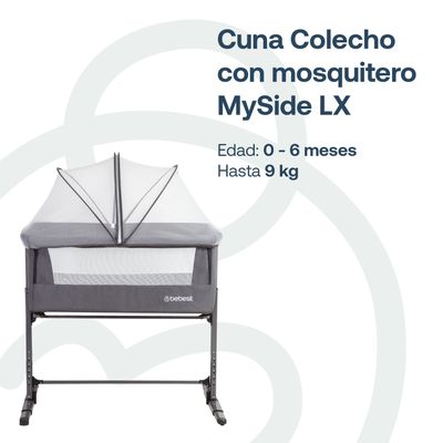 Imagen 2 del producto Cuna Colecho con Mosquitero MySide LX Gris Bebesit