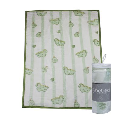 Frazada Ultra Soft Dino 110x140cm Verde Bebesit