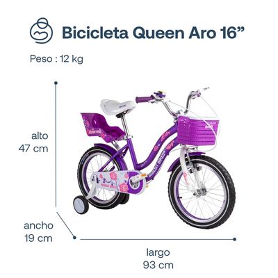 Imagen 2 del producto Bicicleta Infantil Queen Aro 16 Morada Bebesit