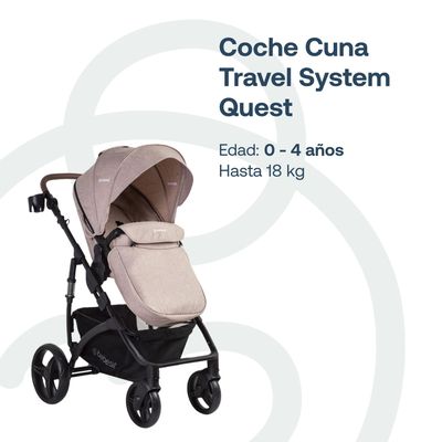 Imagen 2 del producto Coche Cuna Travel System Quest LX Beige Bebesit