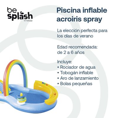 Imagen 2 del producto Piscina Centro de Juegos Arcoiris tobogan Aspersor Be Splash