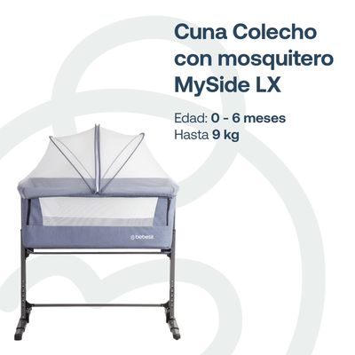 Imagen 2 del producto Cuna Colecho con Mosquitero MySide LX Azul Bebesit