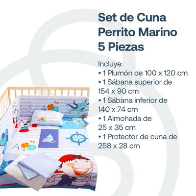 Imagen 2 del producto Set de Cuna Perrito Marino 5 Piezas Bebesit