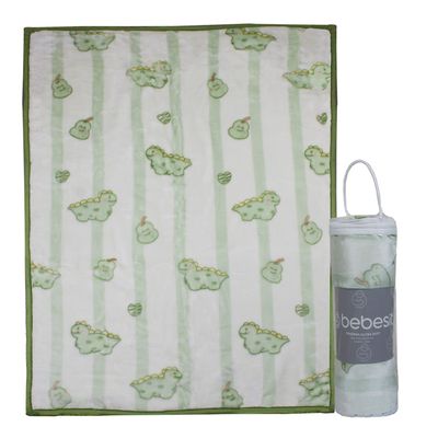 Frazada Ultra Soft Dino 80x110cm Verde Bebesit