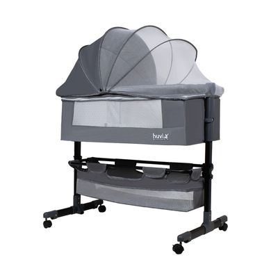 Cuna Colecho Cozy con Colchón Mosquitero y Canasto Gris Huvi