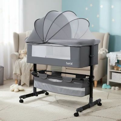 Imagen 2 del producto Cuna Colecho Cozy con Colchón Mosquitero y Canasto Gris Huvi