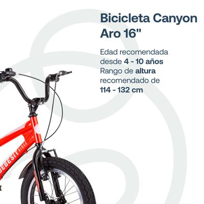 Imagen 2 del producto Bicicleta Canyon 16"" Rojo Cubre Cadena Niños 4-10 Años Bebesit