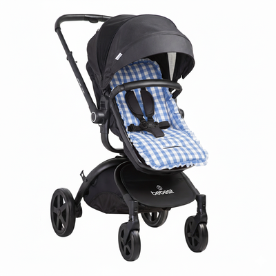 Imagen 2 del producto Cojín Universal Coche Paseo Diseño Cuadros Celeste 40 x80 cm